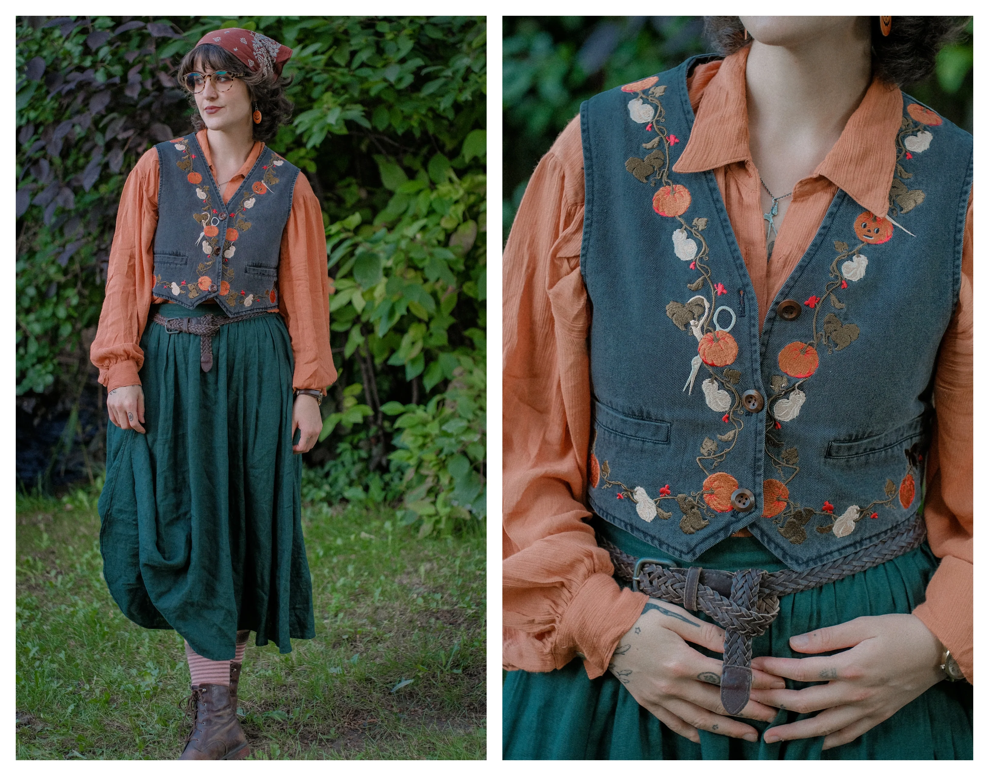 October Nights // Cropped Vintage-Wash Denim Vest - Image 7